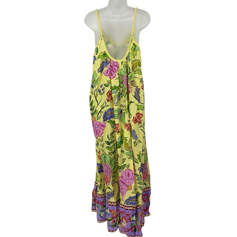 Farm Rio Yellow Floral Insects Flowy Maxi Dress Size Small Sleeveless NWT - Picture 9 of 15